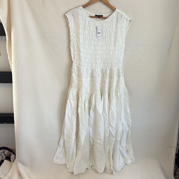 J Crew Maude dress in drapey viscose twill Womens Large Ivory White - Picture 1 of 10